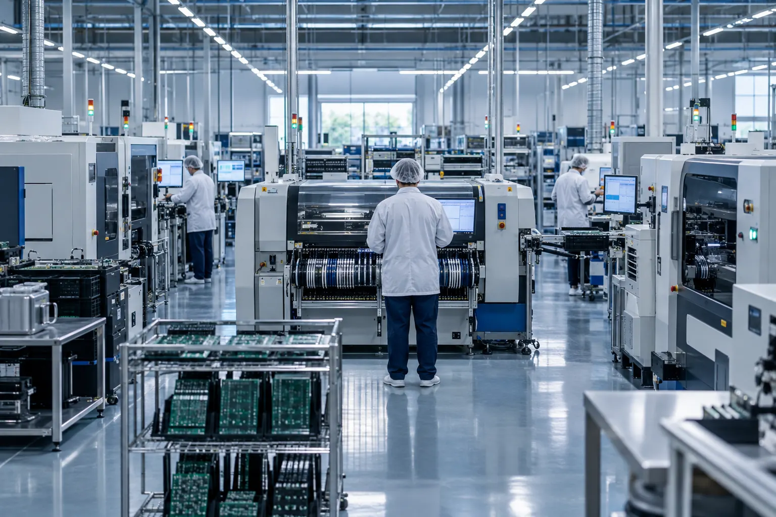 Linha de fabricação de componentes eletrônicos