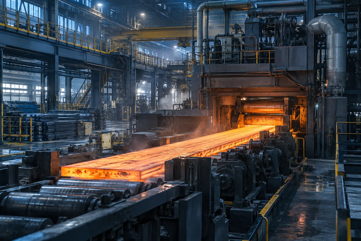 Processamento de metais em uma instalação industrial