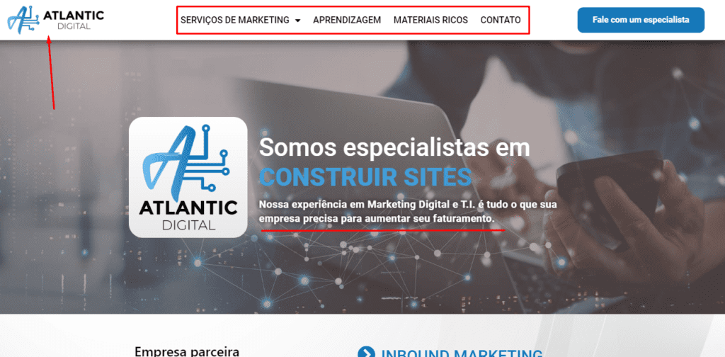 Exemplo de site profissional para empresas