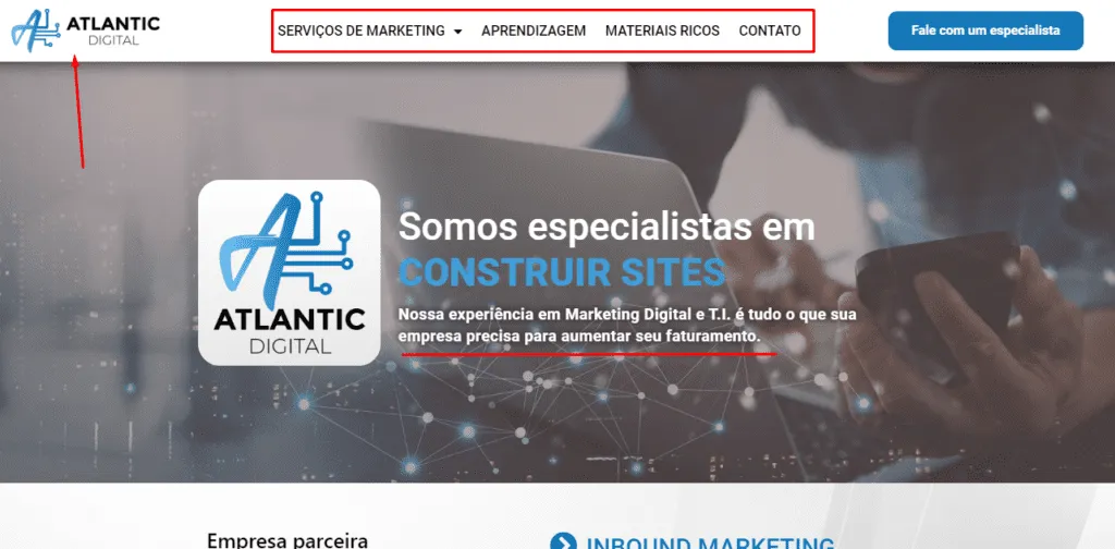 Exemplo de site profissional para empresas