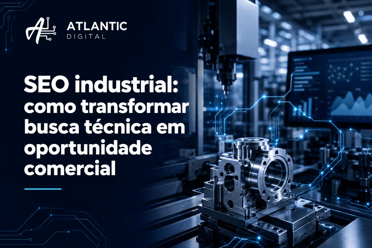 Centro de usinagem CNC com peça metálica em chão de fábrica industrial